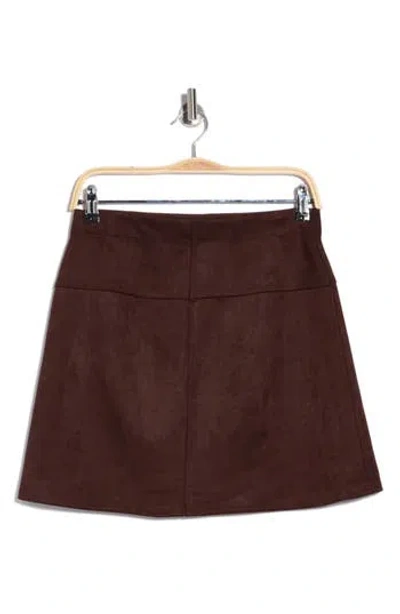 Max Studio Faux Suede A-line Miniskirt In Brown
