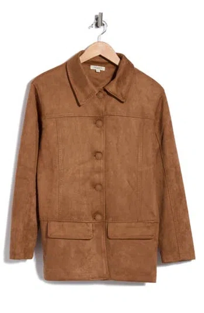 Max Studio Faux Suede Barn Jacket In Vicuna