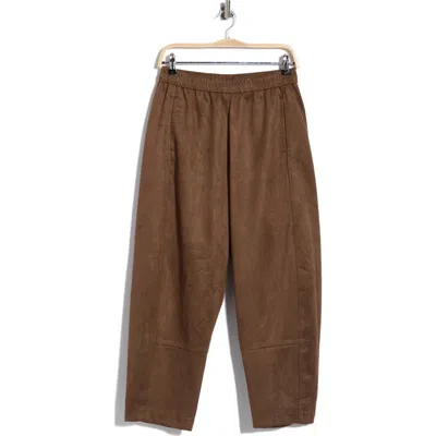 Max Studio Faux Suede Barrel Pants In Bark