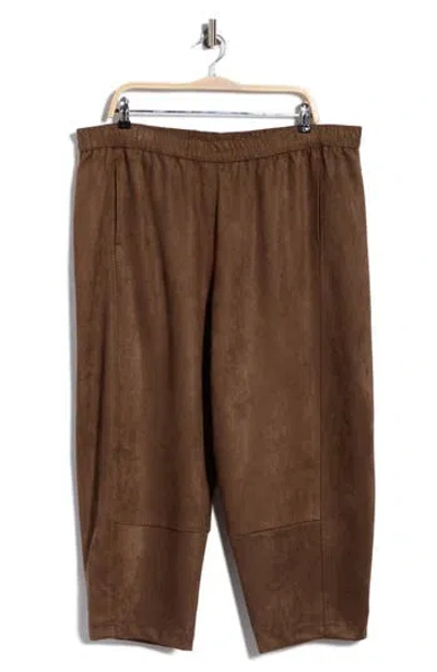 Max Studio Faux Suede Barrel Pants In Brown