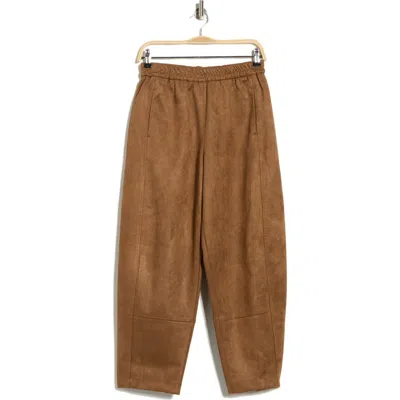 Max Studio Faux Suede Barrel Pants In Brown