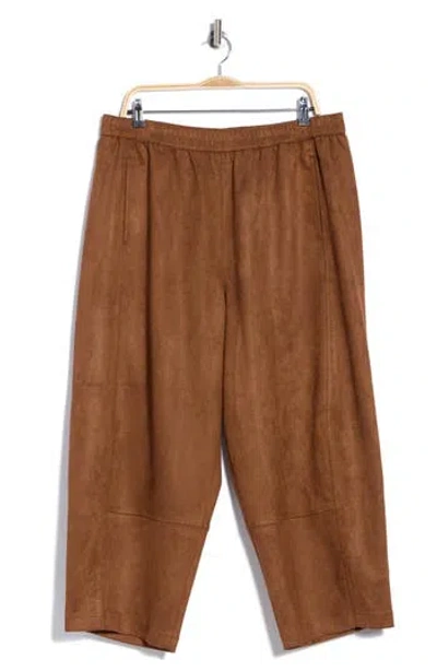 Max Studio Faux Suede Barrel Pants In Brown