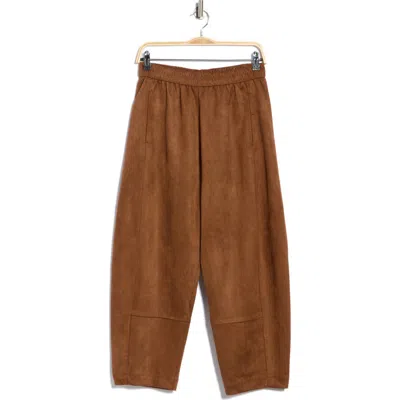 Max Studio Faux Suede Barrel Pants In Brown