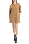 Max Studio Faux Suede Half Zip Shift Dress In Brown