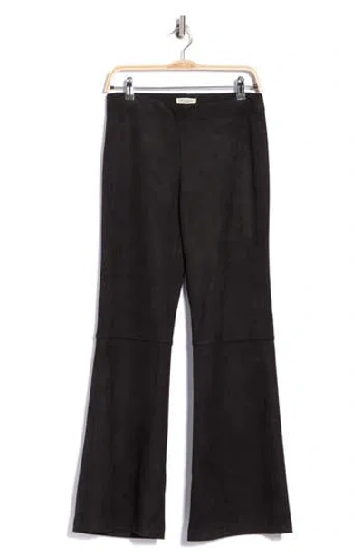 Max Studio Faux Suede High Waist Bootcut Pants In Black
