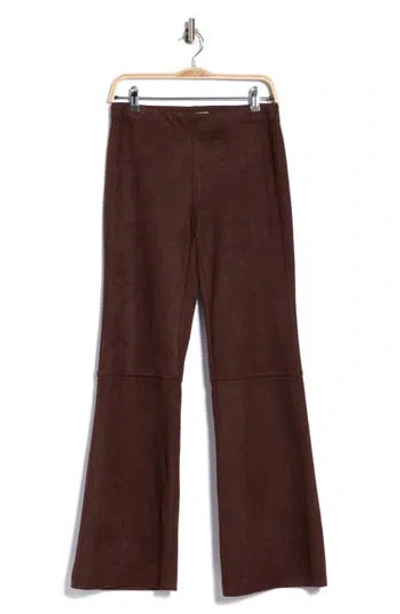 Max Studio Faux Suede High Waist Bootcut Pants In Brown