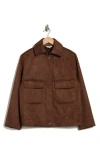 Max Studio Faux Suede Jacket In Brown