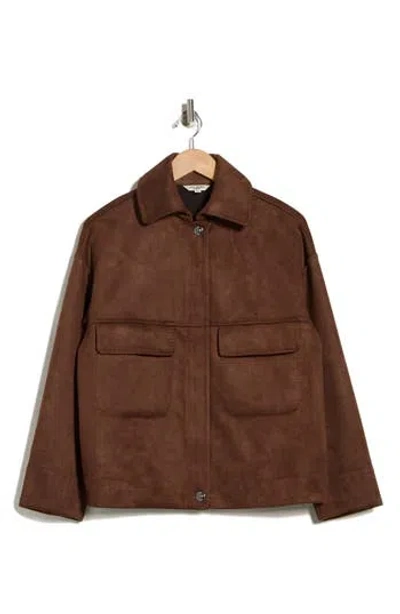 Max Studio Faux Suede Jacket In Brown