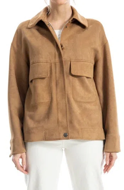 Max Studio Faux Suede Jacket In Camel