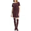Max Studio Faux Suede Shift Dress In Burgundy