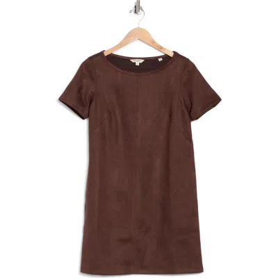 Max Studio Faux Suede Shift Dress In Brown