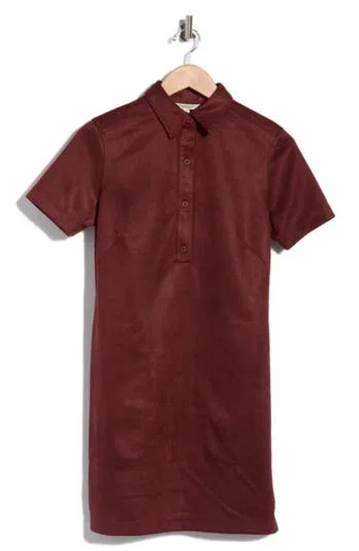 Max Studio Faux Suede Shirtdress In Brown