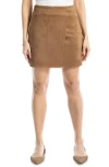 Max Studio Faux Suede Wrap Miniskirt In Camel