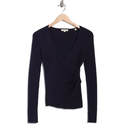 Max Studio Faux Wrap Knit Sweater In Black