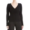 Max Studio Faux Wrap Knit Sweater In Black