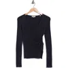 Max Studio Faux Wrap Knit Sweater In Blue
