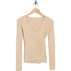 Max Studio Faux Wrap Knit Sweater In Neutral