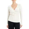 Max Studio Faux Wrap Knit Sweater In Off White