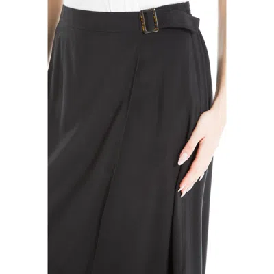 Max Studio Faux Wrap Skirt In Black-black
