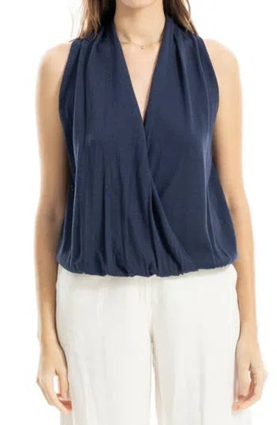 Max Studio Faux Wrap Sleeveless Sweater In Blue