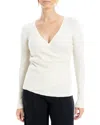 Max Studio Faux Wrap Knit Sweater In Beige