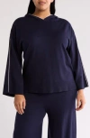 Max Studio Fine Gauge Hooded Sweater In Blue