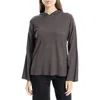 Max Studio Fine Gauge Hoodie In Dark Gray/black