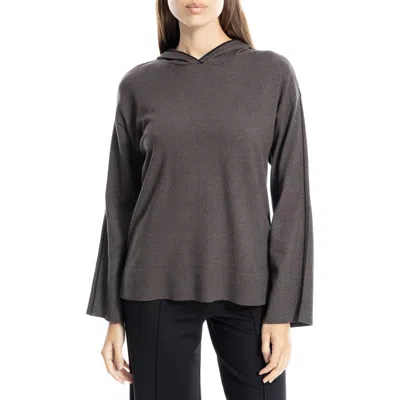 Max Studio Fine Gauge Hoodie In Dark Gray/black