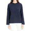 Max Studio Fine Gauge Hoodie In Dark Navy/off White