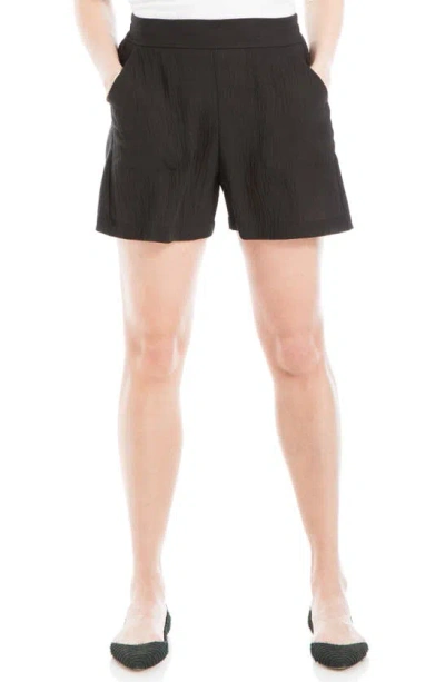 Max Studio Flat Front Pull-on Shorts In Black