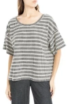 Max Studio Flek Textured Stripe Boxy T-shirt In Black/cream