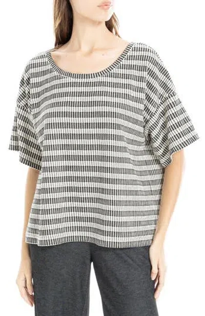 Max Studio Flek Textured Stripe Boxy T-shirt In Black/cream