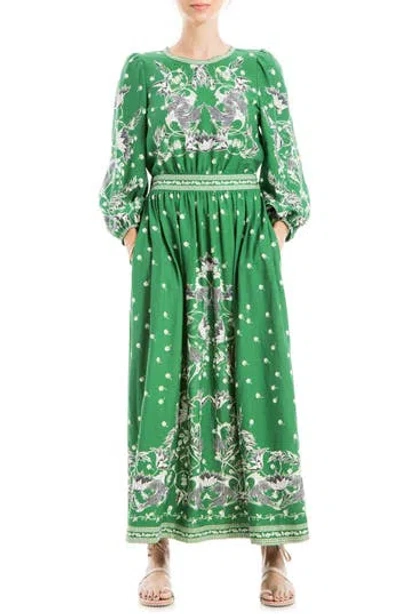 Max Studio Floral Balloon Sleeve Maxi Dress
