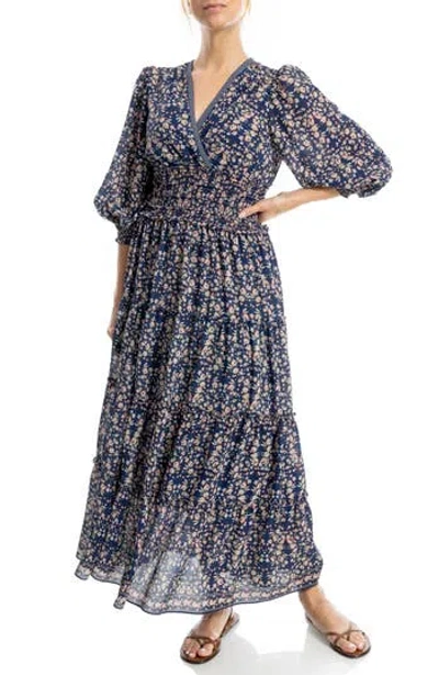 Max Studio Floral Balloon Sleeve Tiered Maxi Dress