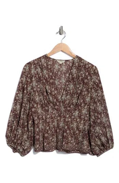Max Studio Floral Balloon Sleeve Top In Multi