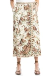 Max Studio Floral Border Faux Wrap Skirt In Cream/vintage Flora