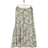 Max Studio Floral Georgette Godet Maxi Skirt In Green