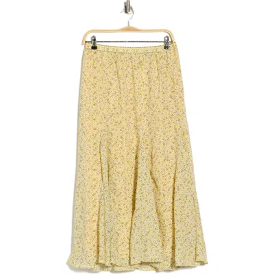Max Studio Floral Georgette Godet Maxi Skirt In Yellow