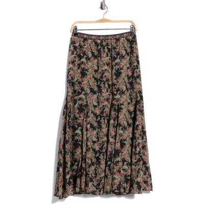 Max Studio Floral Georgette Godet Maxi Skirt In Black Medium Plush Paisleys