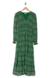 Max Studio Floral Long Sleeve Maxi Dress In Green Paisley | ModeSens