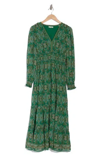 green emerald velvet dress MissJophiel High Neck Long Sleeves Floral Print Chiffon Long Dress Other / Above Knee / US2 main image 1