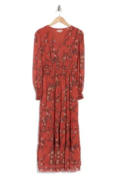 Max Studio Floral Long Sleeve Maxi Dress In Suncaspe