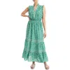 Max Studio Floral Maxi Dress In Green/cream Poppies Field