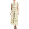 Max Studio Floral Maxi Dress In Natural/lemon Harvest