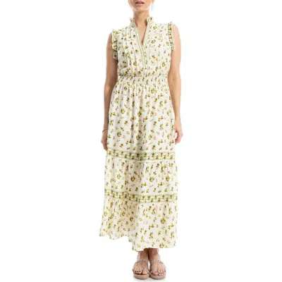 Max Studio Floral Maxi Dress In Natural/lemon Harvest