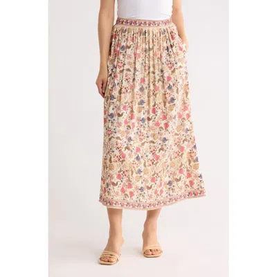Max Studio Floral Midi Skirt In Multi