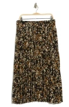 Max Studio Floral Pleated Maxi Skirt In Black/ecru Pressed Lily