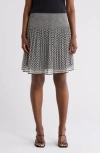 Max Studio Floral Pleated Pull-on Skirt In Gray
