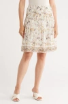 Max Studio Floral Pleated Pull-on Skirt In Multi