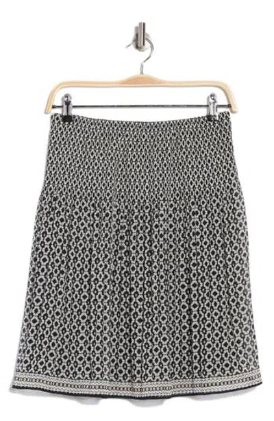 Max Studio Floral Pleated Pull-on Skirt In Blk/crm Shmrck Strmrs